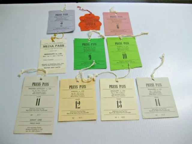 Lot 10 1986-87 LSU BASKETBALL TICKETS / PRESS PASSES BEN McDONALD FUTURE MLB