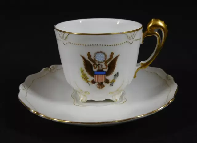 National Remembrance Shop T&V Limoges Demitasse Cup & Saucer Eagle Great Seal US