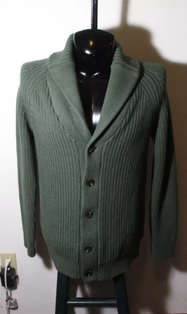 Men's UpWEST Green Organic Cotton Shawl Collar Cardigan Sweater Size M NWOT