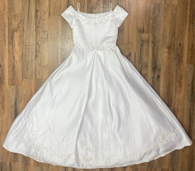 Girl’s Size 12 White A-Line Ballgown Formal Dress Wedding Flower Girl Pageant