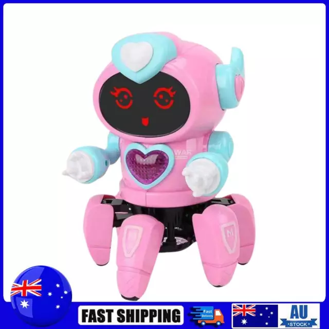 Intelligent 6-Claws Dancing Robot Toys with Lights & Music for Boys Girls (Pink)