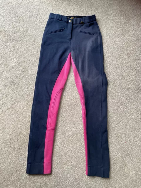 Gallop Girls Size 24 R navy Blue Pink Jodhpurs Horse riding