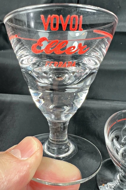 Coppia Bicchierini Pubblicitari VOVOL ELLER Liquore All'Uovo Zabaione FERRARA