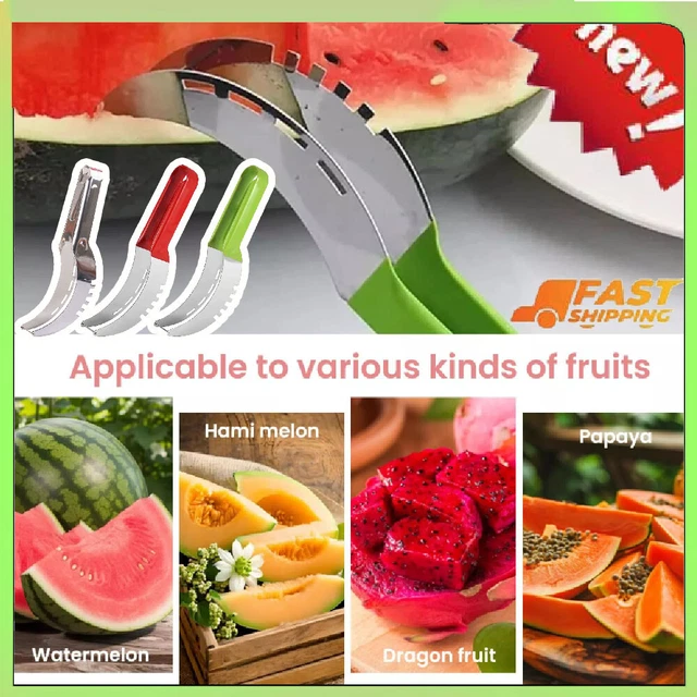 WATERMELON SLICER KITCHEN Tool Stainless Cutter Melon Fruit Cantaloupe