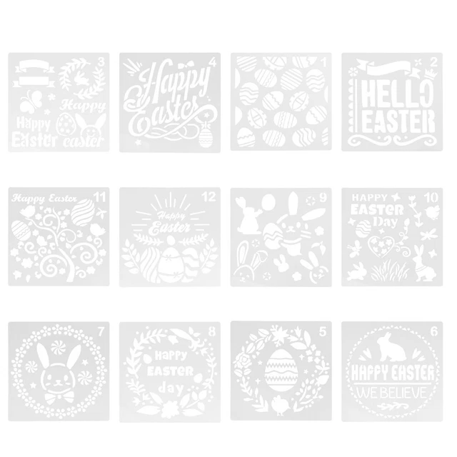 12 Sheets Modèle De Pâques Cadeaux Fête Adulte Pochoir Enfant