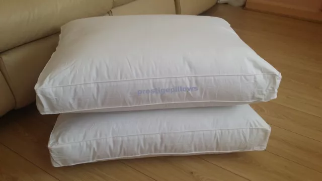 New Pair Of Luxury Box Square Edge Bed Pillows Hotel Quality Pillow Rrp £79 .