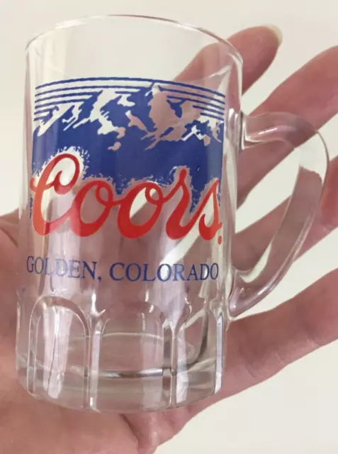 Vintage Coors Glass Beer Mug Rare Made in France 2-13/16 " Breweriana Drinkware