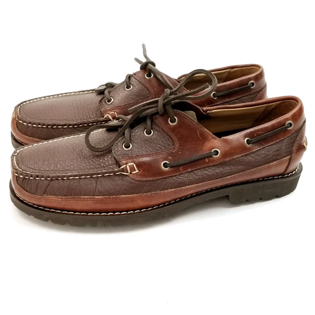 LL BEAN ALLAGASH Bison Leather Boat Shoes Loafers Men display picture 2