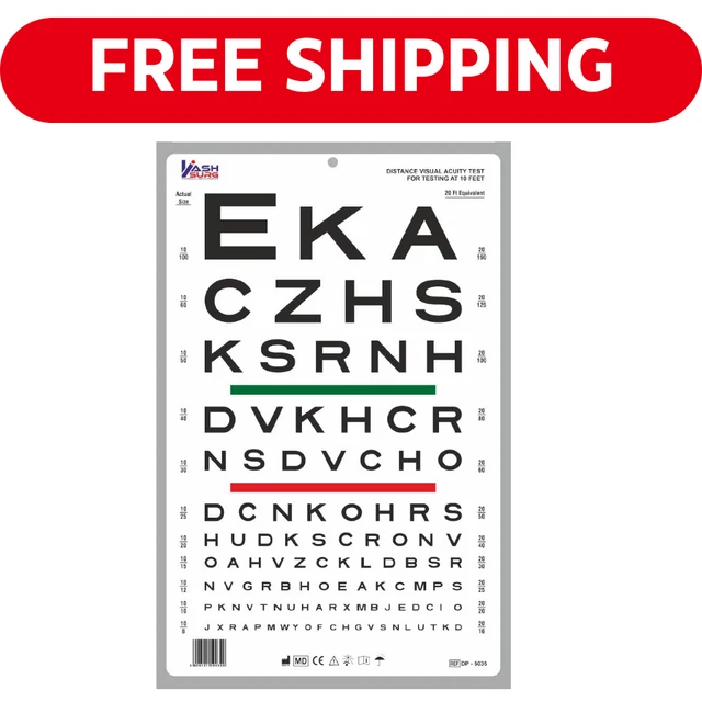 Snellen Visual Acuity Eye Chart for 10 Feet Chart 14 x 9 Inches