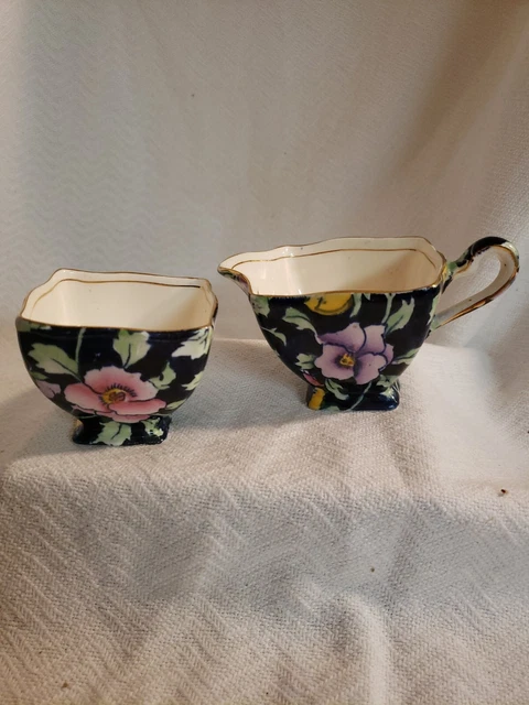 Royal Winton Grimwades Sugar Bowl and Creamer Set - Morning Glory - England read