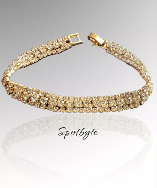 Bracciale Braccialetto elegante Donna color oro con strass brillantini