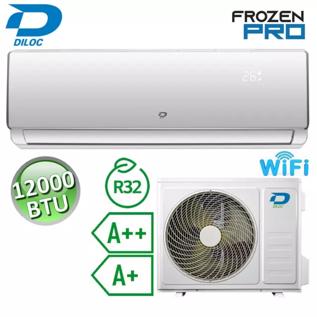 3S CLIMATISEUR SPLIT DILOC 3.5 KW 12000 BTU Frozen PRO WIFI INVERTER RÉVERSIBLE