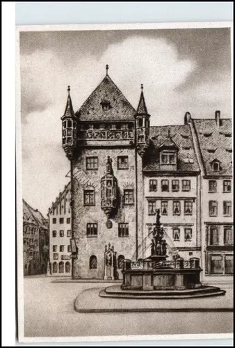 NÜRNBERG Bayern Künstlerkarte um 1925 Nassauer-Haus AK
