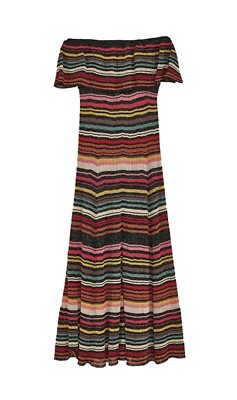 zara maxi dress off shoulder striped multicolor size L Black Red Metallic
