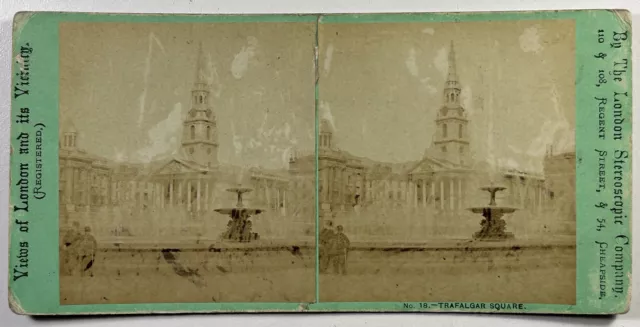 UK England London Place Trafalgar Square c1870 Photo Stereo Vintage Albumin