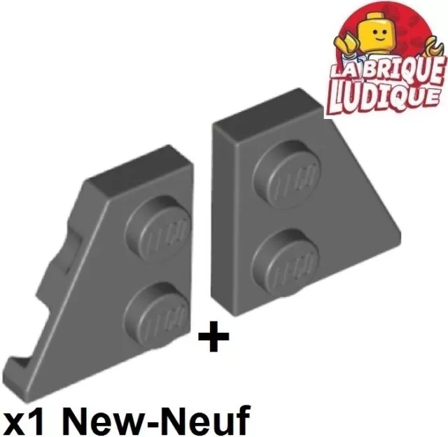 Lego 1x Aile Wedge plate 2x2 right droit + left gauche gris foncé 24299 24307