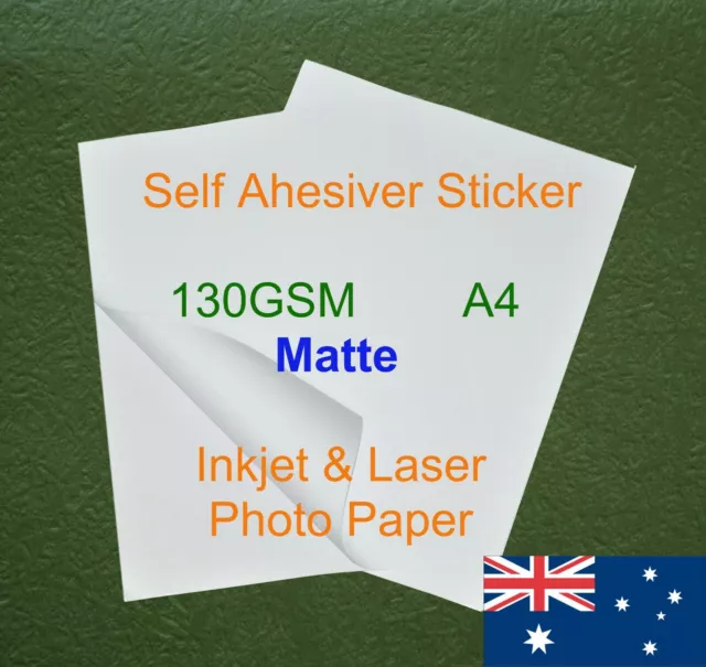 30 sheets A4 130GSM Inkjet and Laser Matte Print Photo Paper Sticker Adhesive
