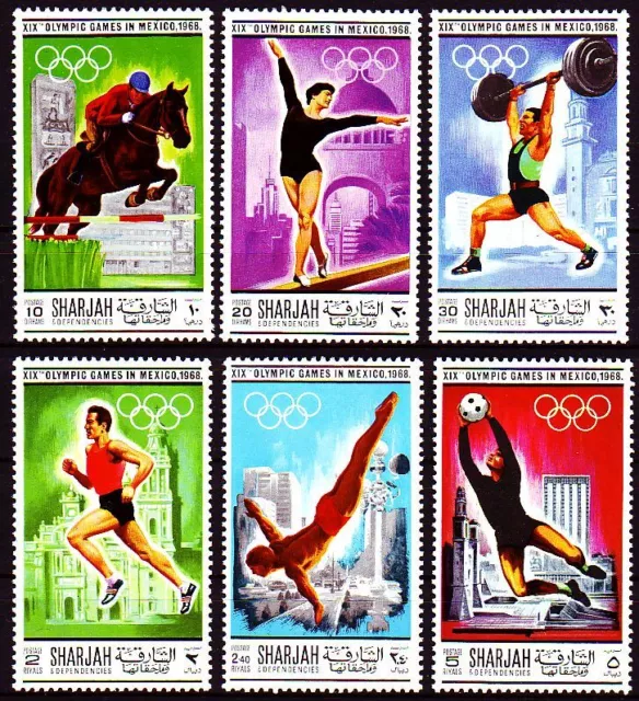 Sharjah 1968 ** Mi.489/94 A Olympische Spiele Olympic Games Pferd Fußball