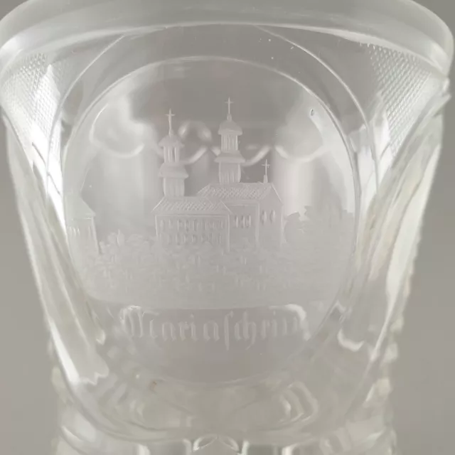 Biedermeier - vue - verre gobelet BILLET MARIAS / Bohosudov en République tchèque 19ème 3