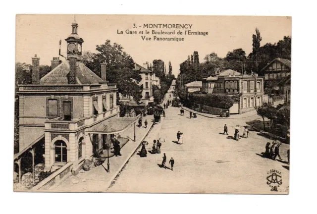Cpa 95 Montmorency. La Gare et le Boulevard de l’Ermitage. Vue panoramique. Anim