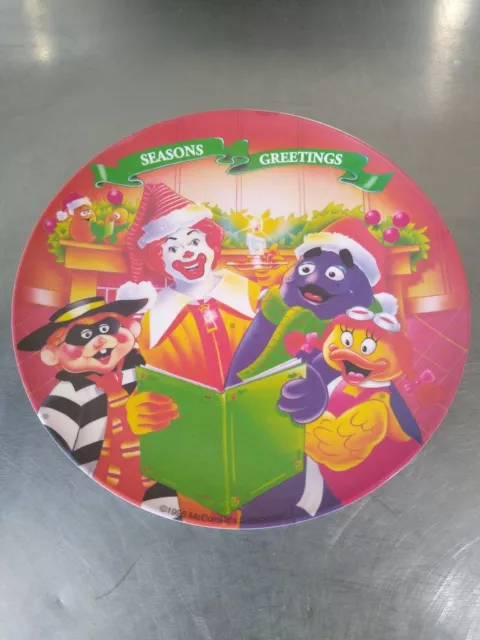 Vintage McDonalds Plastic Plate Seasons Greetings Ronald Grimace 9" 1995 PMC