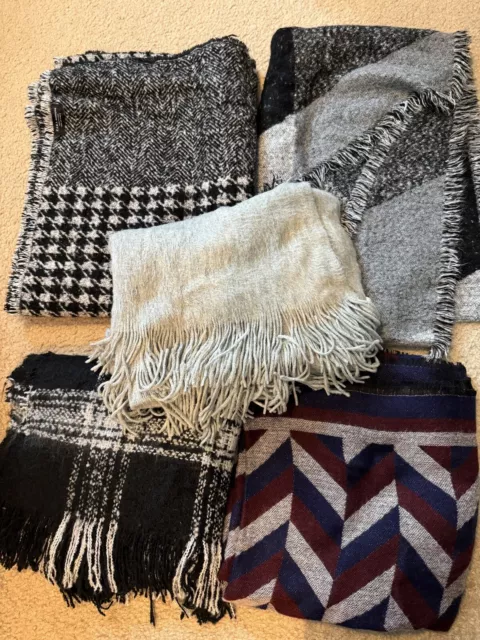 5 ZARA Winter Oversized Fringe Scarf Scarve Muffler Shawl Blanket Wrap Stole LOT