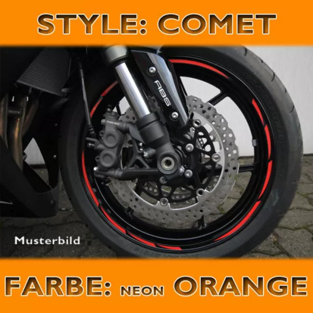 Felgenrandaufkleber neon-orange,7mm breit Felgenaufkleber Motorrad Auto Rad Quad