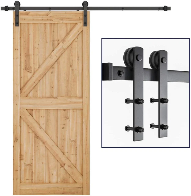 Sliding Barn Door Hardware Kit 6.6FT Modern Closet Hang Style Track Rail Black