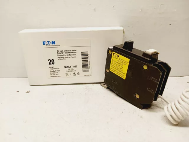 New Eaton Qbhgft1020 20 Amp Bolt-On Circuit Breaker Gfci 120 Vac