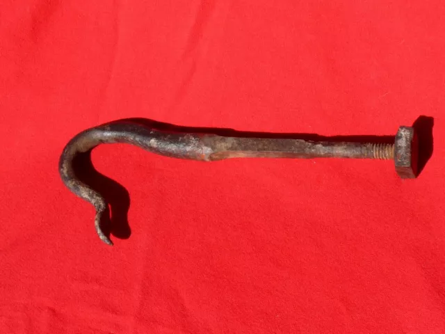 18-19th C Blacksmith Forged Iron CONESTOGA COVERED WAGON STAY HOOK 9.5" Long