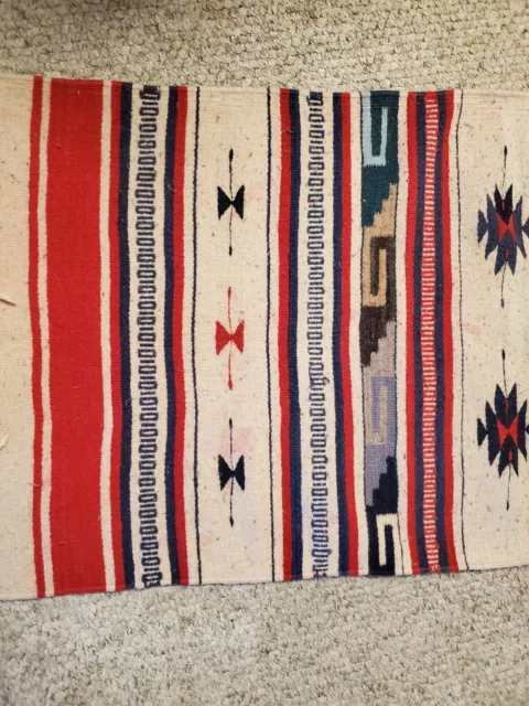 Vintage Hand Woven Zapotec Indian Mexican Oaxaca Wool Rug 3