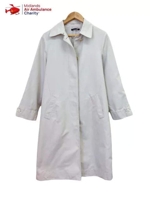DANNIMAC TRENCH COAT Cream Ivory Longline Ladies Collared Button Up Jacket Sz S 20.00 PicClick UK