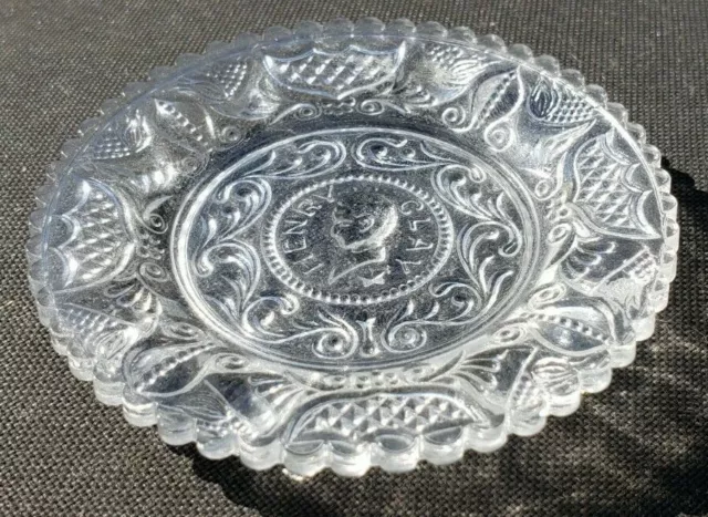 Crystal Antique Early American Pattern Glass (EAPG) Butter Pat Henry Clay 3 3/8"