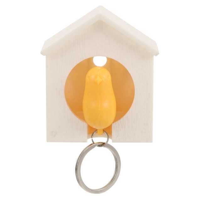Birdhouse Key - White House with Yellow Bird