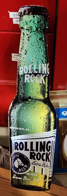 Rolling Rock Beer Sign  Tin Metal Sign 21" x 5 1/8"