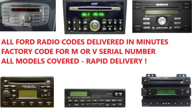 *Sofort* Ford Escort Galaxy Focus Mondeo Radio Code M Or V Serie 4500 6000Cd