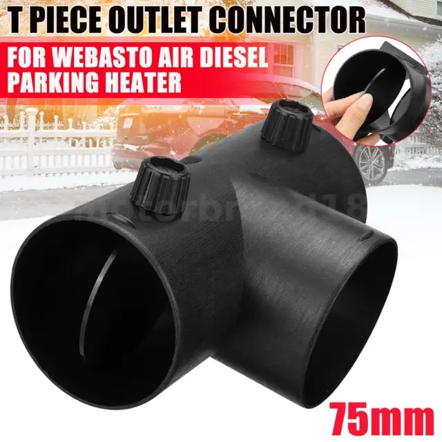 75mm Pipe Ducting T Piece Warm Air Outlet Vent Hose For Webasto Diesel Heater