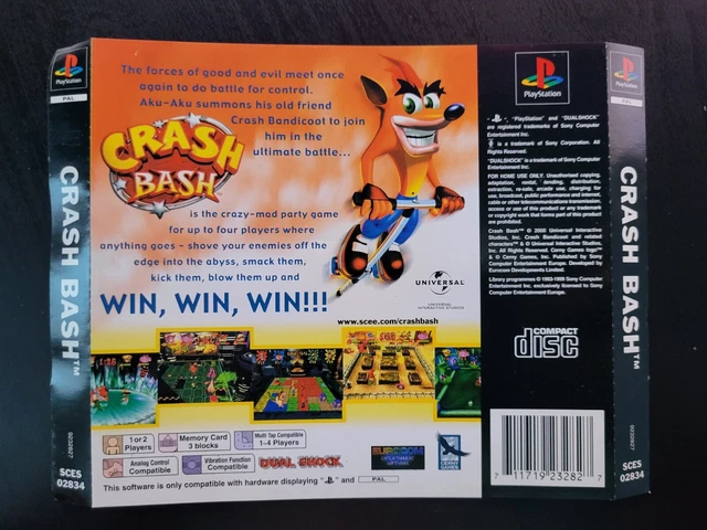 Jaquette Arrière Crash Bash Platinum PS1 - État Correct - Pour Collectionneurs