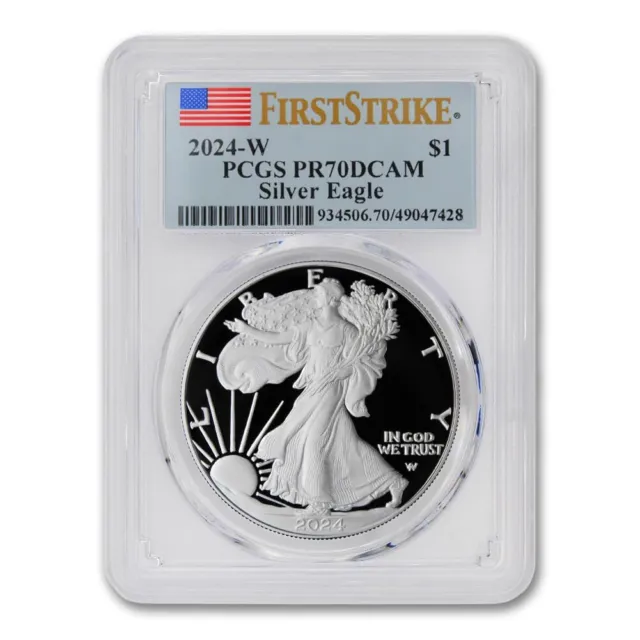 2024-W $1 American Silver Eagle Dollar PCGS PR70DCAM First Strike Flag Label