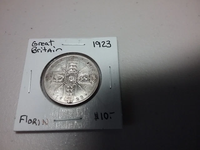 1923 Great Britain Silver Florin Silver Coin KM# 817a