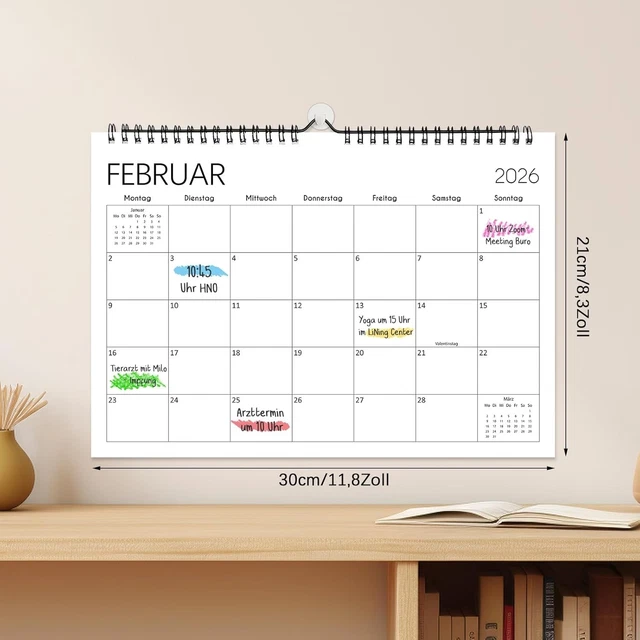 2026-2027 Maandelijkse Wandkalender - Persoonlijke Tijdmanagement Planner met Vakantie en