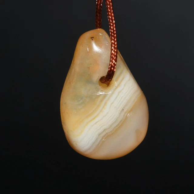 Ancient Yellow Honey Chalcedony Agate Stone Bead Pendant 3rd-2nd MILLENNIUM BC