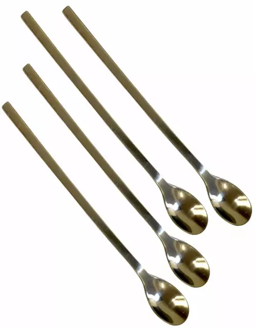 4 Pcs Stainless Steel Latte Long Tea Coffee Spoon Soda Ice Cream Dessert Spoons