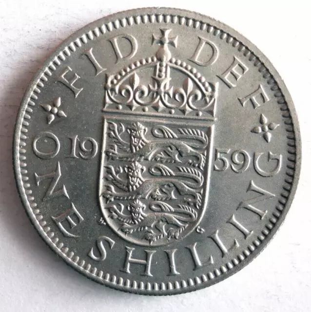 1959 GREAT BRITAIN SHILLING - Excellent Coin - FREE SHIP - Bin #173