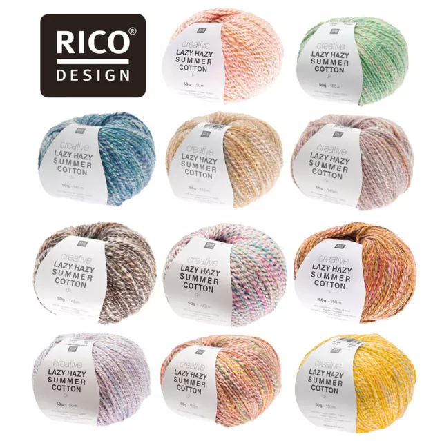 RICO Lazy Hazy Summer Cotton | 50g | Stricken, häkeln, Schals, Pullover