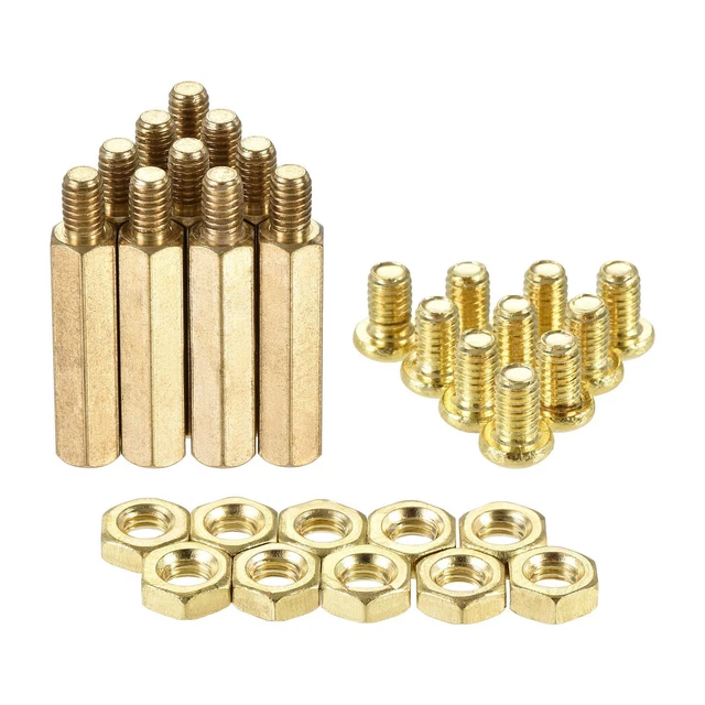 M4 Hex Brass Standoff Spacer 24mm+6mm Male-Female Pillar Screw Nut Kit 10 Sets