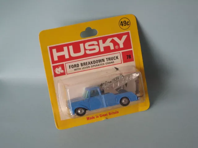 Husky 78 Ford Breakdown Truck Blue Body Corgi Rare In USA Blister Pack Wrecker