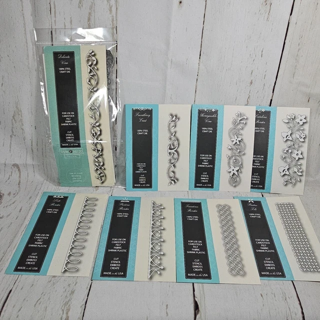 8 Memory Box  Cutting Die Lot Borders Pristine Loop Delicate Vine Tile Tessatina