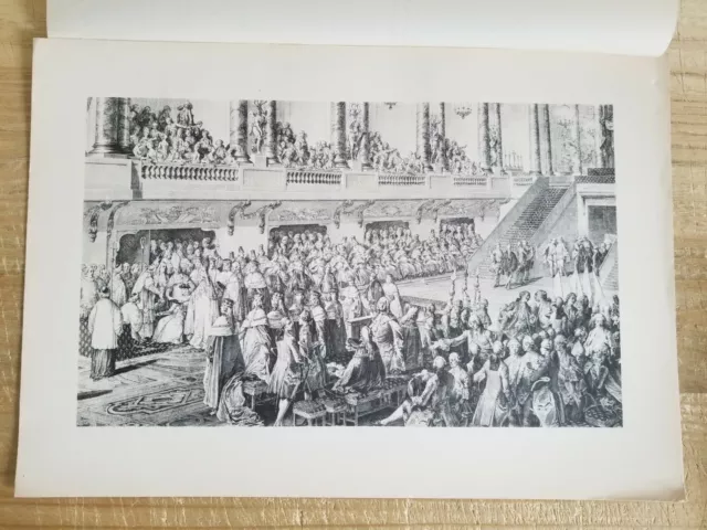 17.5" x 12.5" VTG ETCHING PRINT.SERMENT DE LOUIS XVI A SON SACRE