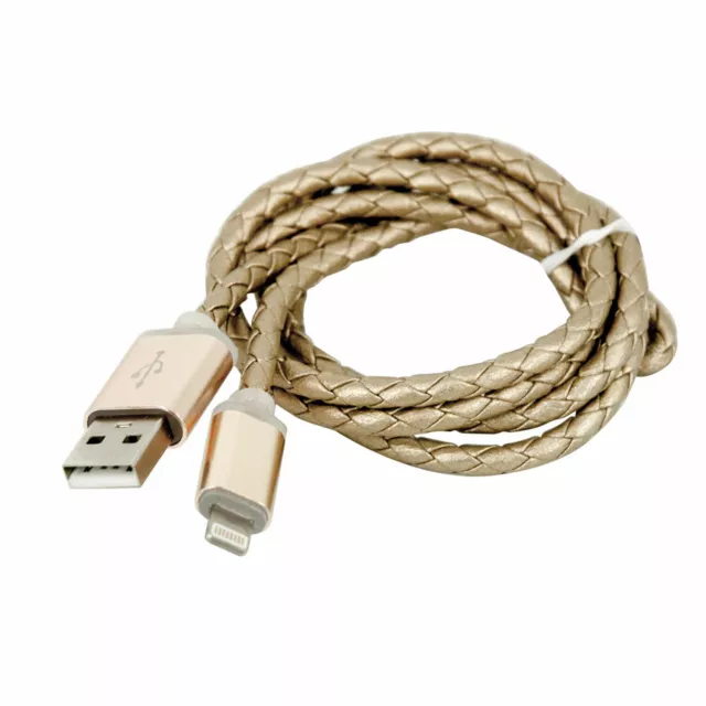 3x USB Lightning Ladekabel Ladegerät Kabel für Original iPhone Flechtdesign Gold 3